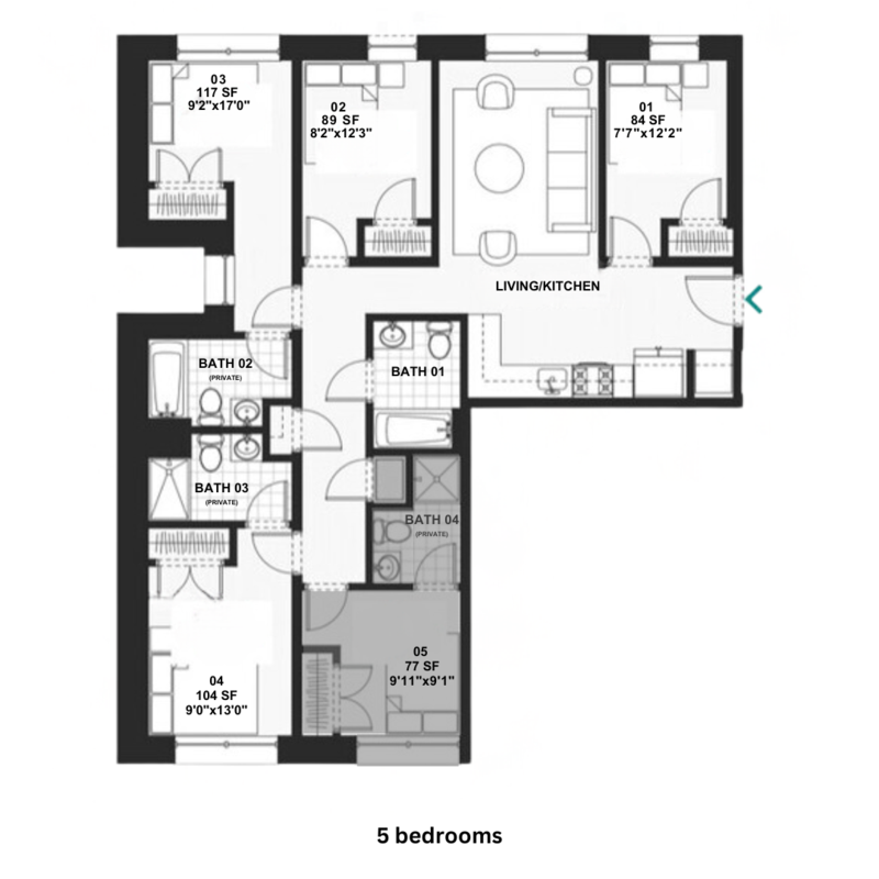 Washington House: Flats on the Hill - Coliving Suite #B02-5