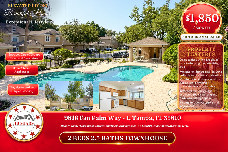 Tampa Townhome: 9818 Fan Palm Way - 1