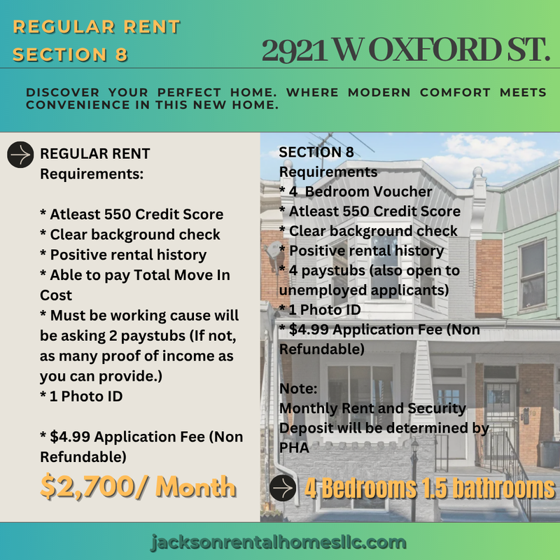Philadelphia House: 2921 West Oxford Street