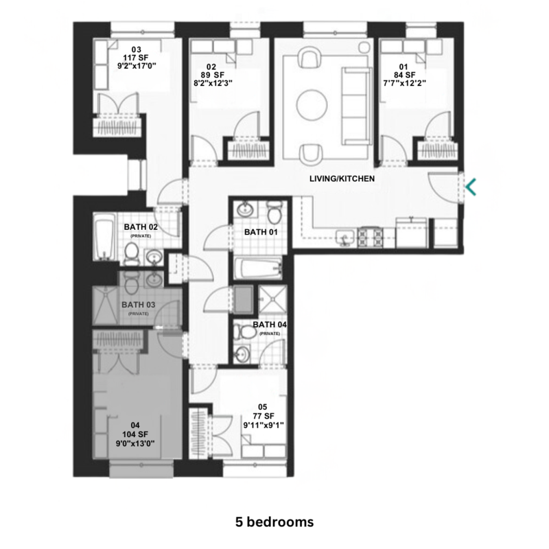 Washington House: Flats on the Hill - Coliving Suite #B02-4